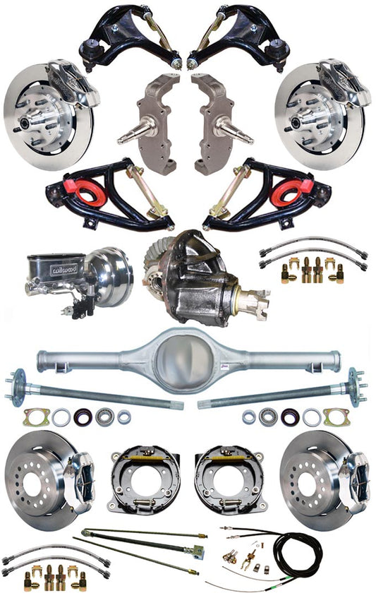 55-57 FULL 2" DROP,12" BRAKES,REAR KIT,POLISHED