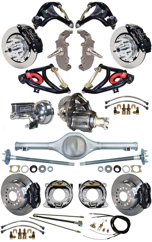 55-57 FULL 2" DROP,12" BRAKES,REAR KIT,6 BLACK