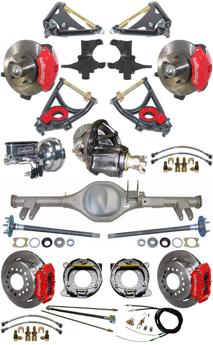 59-64 FULL 2" DROP,11" BRAKES,REAR KIT,RED