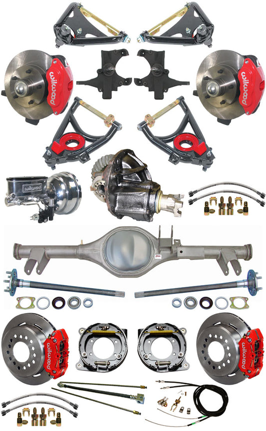 59-64 FULL 2" DROP,11" BRAKES,REAR KIT,RED