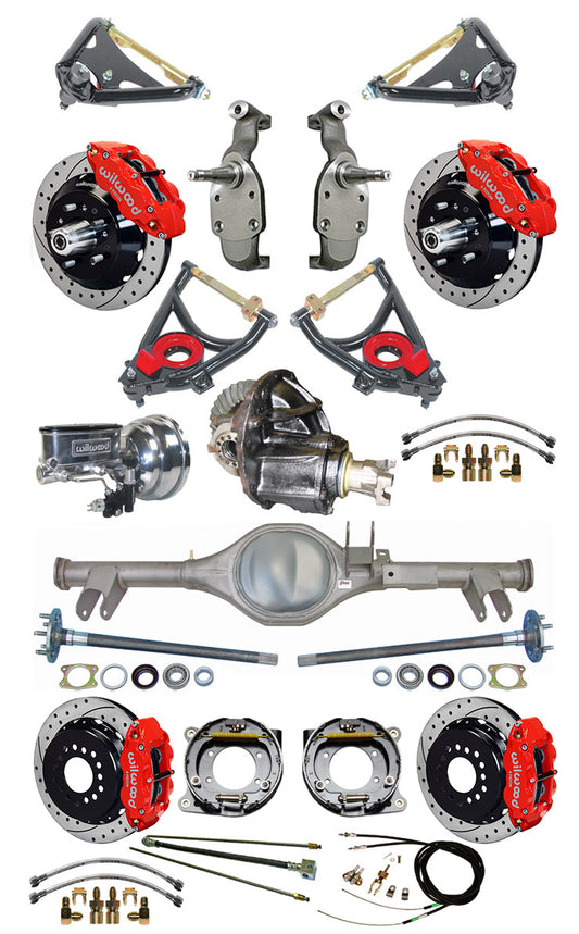 59-64 2" DROP,13/13" BRAKES,REAR,DRILLED,RED