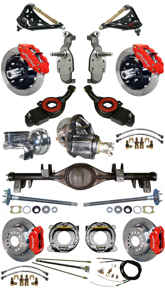 65-70 FULL 2" DROP,13/12" BRAKES,REAR KIT,RED
