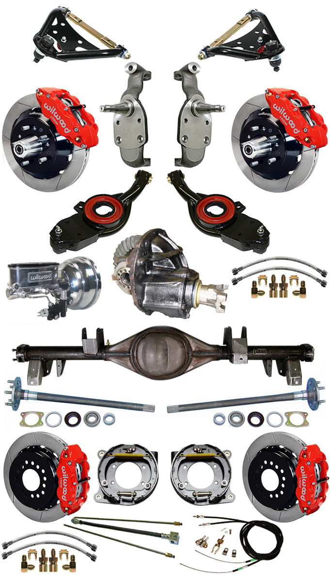 65-70 FULL 2" DROP,13/13" BRAKES,REAR KIT,RED