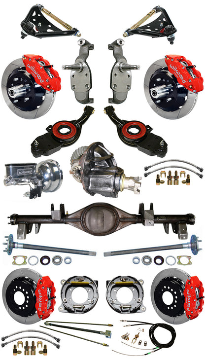 65-70 FULL 2" DROP,13/13" BRAKES,REAR KIT,RED