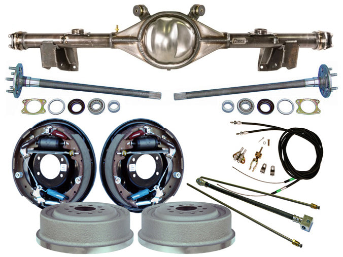 71-76 IMPALA REAR END & CURRIE 11" DRUM BRAKES,LINES,CABLES