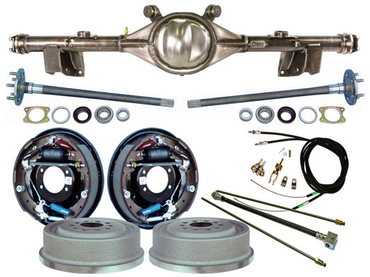 71-76 IMPALA REAR END & CURRIE 11" DRUM BRAKES,LINES,CABLES