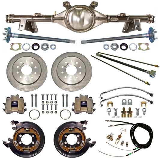 91-96 IMPALA REAR END & CURRIE 11" DISC BRAKES,LINES,CABLES