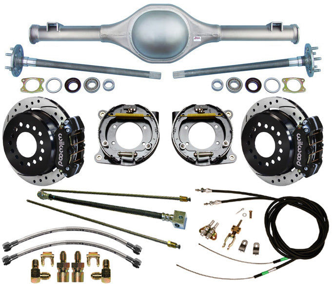 55-59 TRUCK 5-LUG REAR END & WILWOOD BRAKES,11" DRILLED ROTORS,BLACK