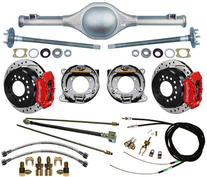 55-59 TRUCK 5-LUG REAR END & WILWOOD BRAKES,11" DRILLED ROTORS,RED