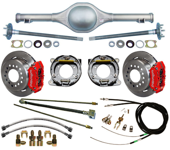 55-59 TRUCK 5L DROP REAR & WIL BRAKES,11" ROTORS,RED