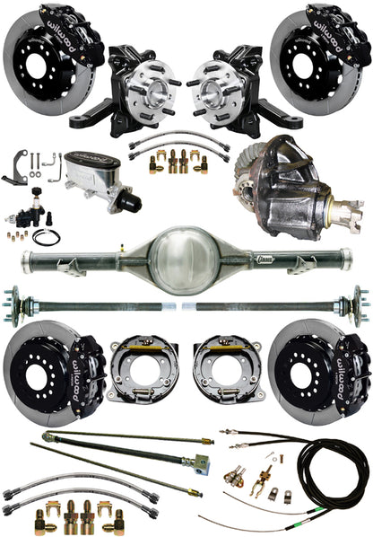 63-70 C10 CURRIE REAR END & 2" DROP WILWOOD BRAKE KIT,13" ROTORS,BLACK CALIPERS