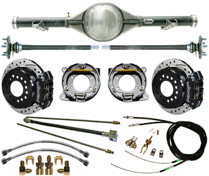 63-70 C10 5-LUG REAR END & WILWOOD BRAKES,11" DRILLED ROTORS,BLACK,LINE