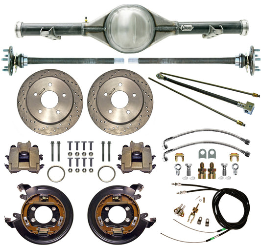 70-87 C10 5-LUG REAR END & BRAKES,11" DRILLED ROTORS,CALIPERS,LINES