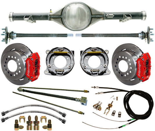 70-87 C10 5-LUG REAR END & WILWOOD BRAKES,11" ROTORS,RED CALIPERS,LINES,CABLES