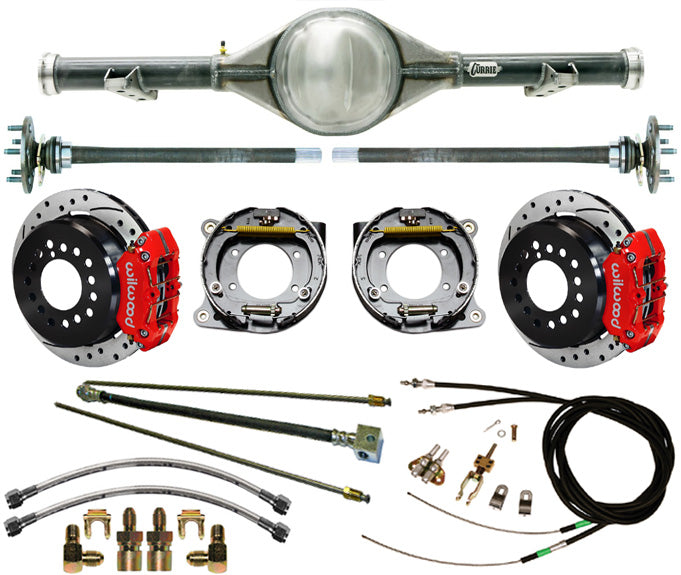 70-87 C10 5-LUG REAR END & WILWOOD BRAKES,11" DRILLED ROTORS,RED CALIPERS,LINES