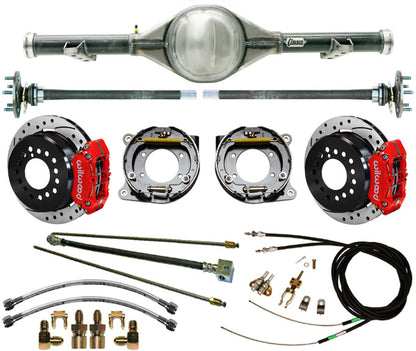 70-87 C10 5-LUG REAR END & WILWOOD BRAKES,11" DRILLED ROTORS,RED CALIPERS,LINES