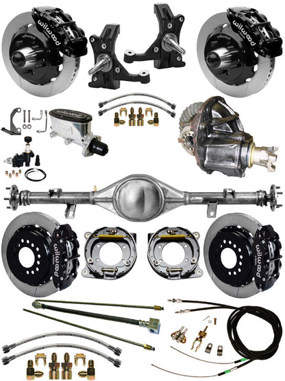 88-98 C1500 CURRIE REAR END & 2" DROP WILWOOD BRAKE KIT,13" ROTORS,BLACK CALIPER