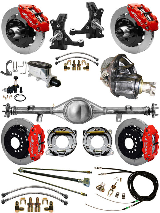 88-98 C1500 CURRIE REAR END & 2" DROP WILWOOD BRAKE KIT,13" ROTORS,RED CALIPERS