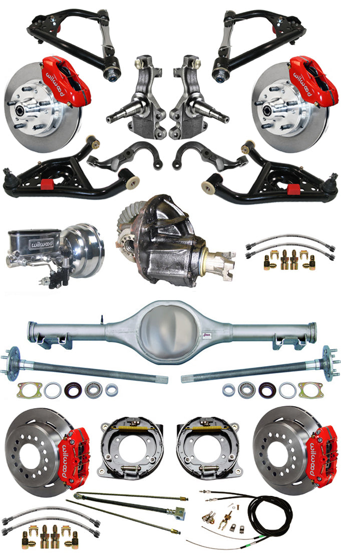67-69 FULL 2" DROP,12" BRAKES,REAR KIT,RED