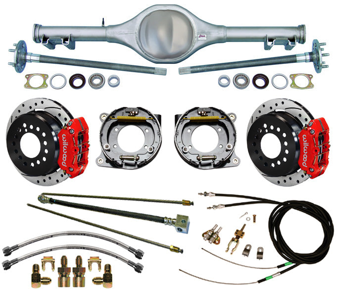 62-67 X-BODY MON REAR & WIL BRAKES,11" DRILLED ROTORS,RED