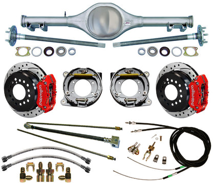 62-67 X-BODY MON REAR & WIL BRAKES,11" DRILLED ROTORS,RED