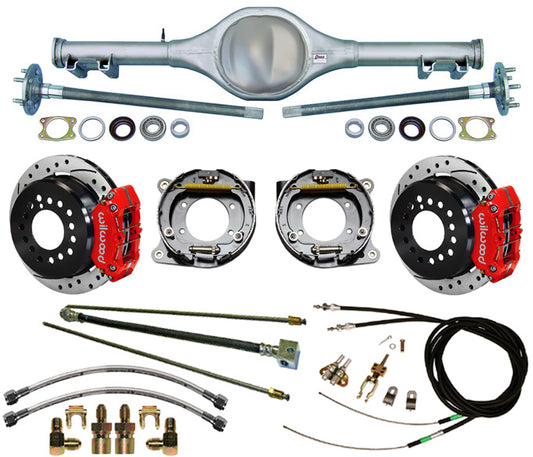 62-67 X-BODY MON REAR & WIL BRAKES,11" DRILLED ROTORS,RED