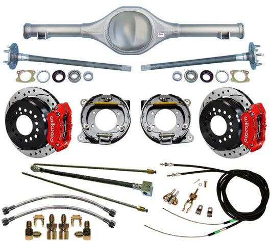 82-97 S-10 REAR & WIL BRAKES,11" DRILLED ROTORS,RED