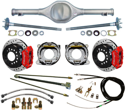 86-92 JEEP COMANCHE REAR & WIL BRAKES,11" DRILLED ROTORS,RED