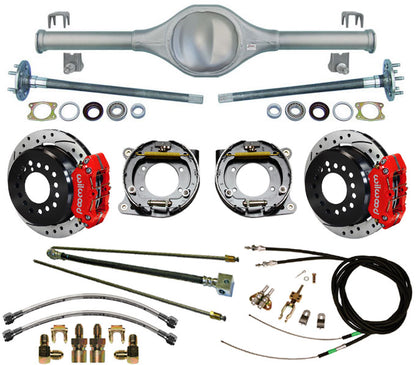 84-01 JEEP CHEROKEE REAR & WIL BRAKES,11" DRILLED ROTORS,RED