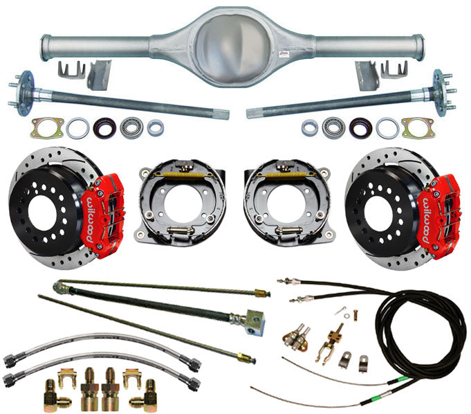 87-95 JEEP WRANGLER REAR & WIL BRAKES,11" DRILLED ROTORS,RED