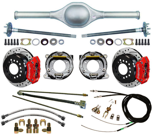 9" FORD 58" REAR END & WILWOOD BRAKES,11" DRILLED ROTORS,RED