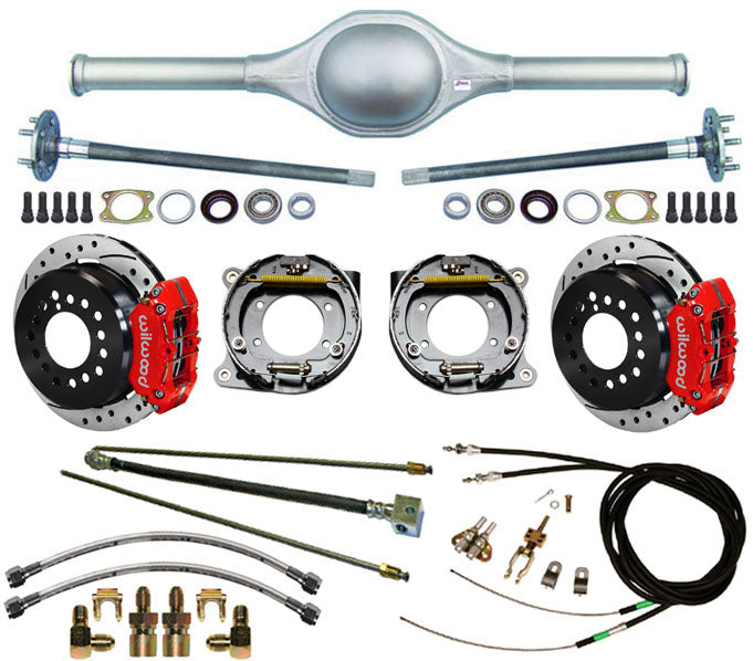 9" FORD 60" REAR END & WILWOOD BRAKES,11" DRILLED ROTORS,RED