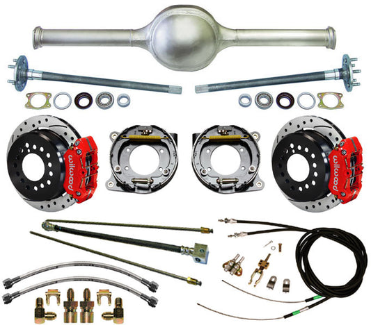 9" FORD 57" REAR END & WILWOOD BRAKES,11" DRILLED ROTORS,RED