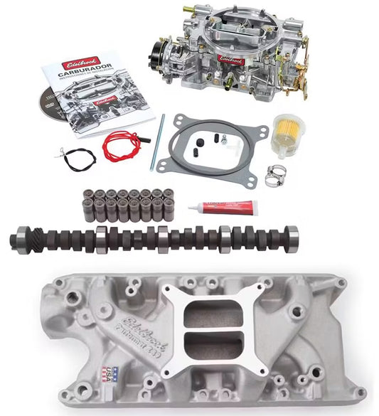 EDELBROCK CARBURETOR KIT,SMALL BLOCK FORD,600 CFM,ELECTRIC,CAM,INTAKE MANIFOLD
