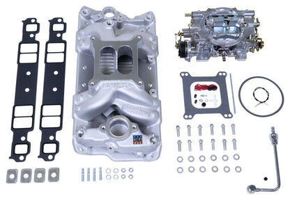 EDELBROCK INDUCTION KIT,MANIFOLD & CARB KIT,SBC 57-86 AIR GAP RPM,NATURAL FINISH