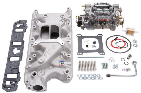 EDELBROCK INDUCTION KIT,SINGLE-QUAD MANIFOLD & CARB KIT,SBF 289-302
