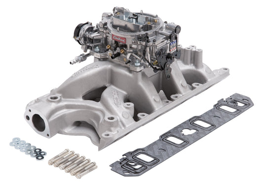 EDELBROCK INDUCTION KIT,SINGLE-QUAD MANIFOLD & CARB KIT,FORD 351-W