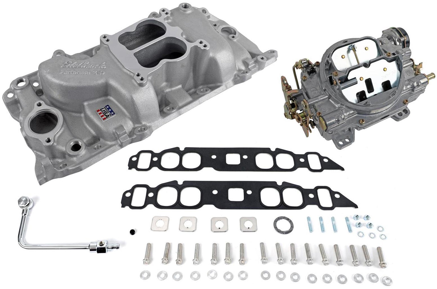 EDELBROCK INDUCTION KIT,SINGLE-QUAD MANIFOLD & CARB,BIG-BLOCK CHEVY OVAL PORT