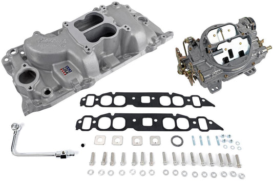 EDELBROCK INDUCTION KIT,SINGLE-QUAD MANIFOLD & CARB,BIG-BLOCK CHEVY OVAL PORT