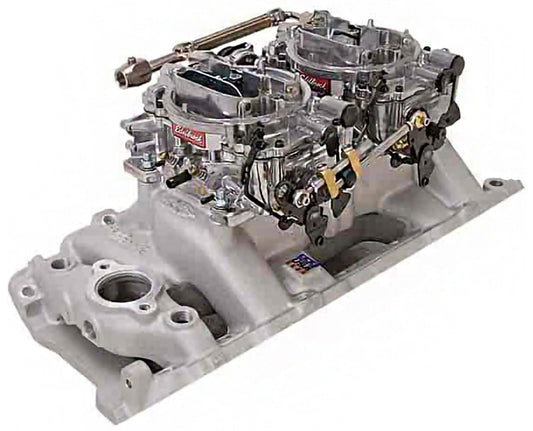 EDELBROCK INDUCTION KIT,MANIFOLD,1965-00 BBC,OVAL PORT,DUAL CARB,PERFORMER RPM
