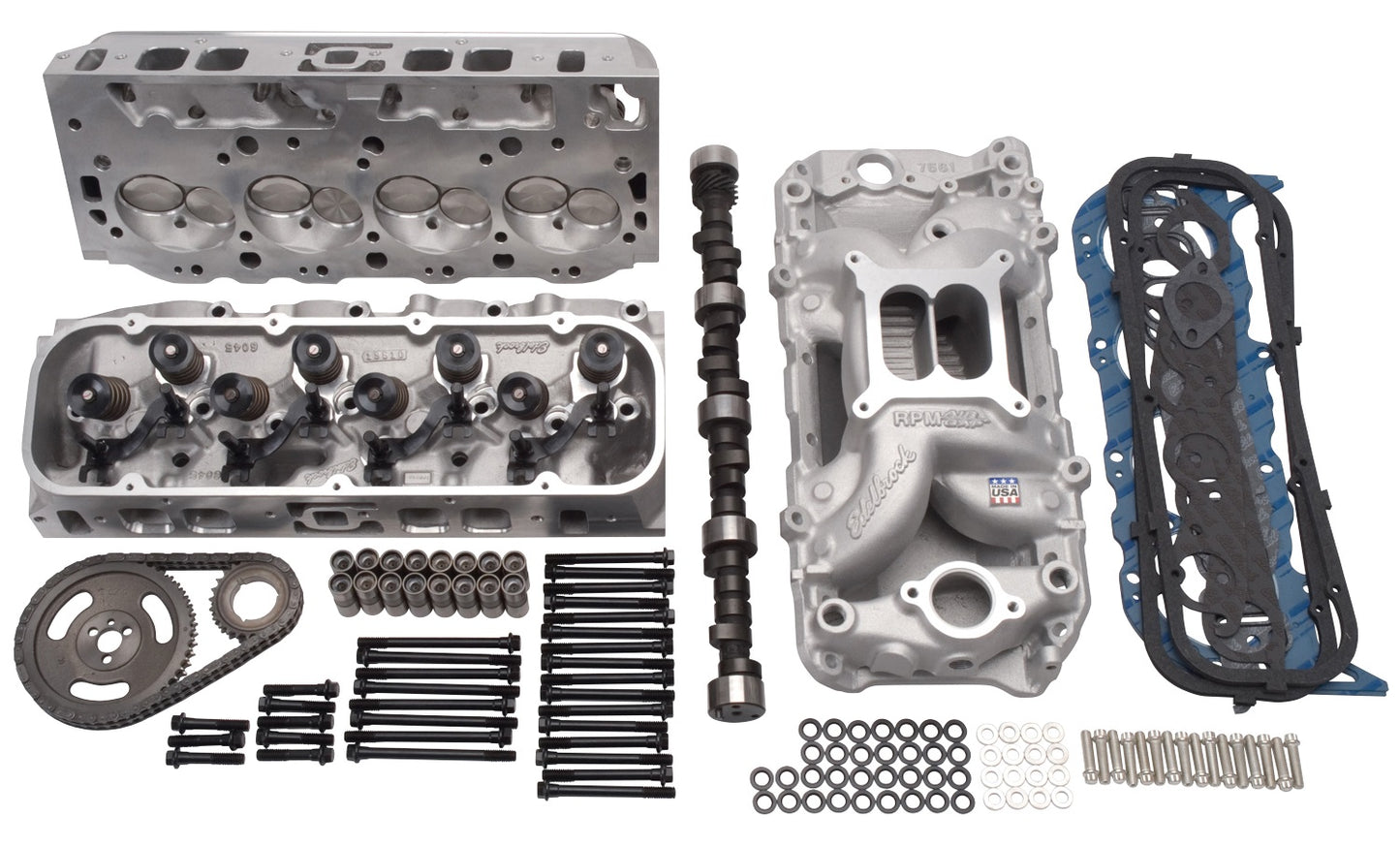 EDELBROCK TOP END KIT,PERFORMER RPM 540 HP,65-95 BBC 396-454