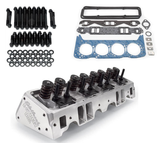 EDELBROCK POWER PKG,COMPLETE E-STREET CYLINDER HEADS,SBC 262-400,INSTALL KIT