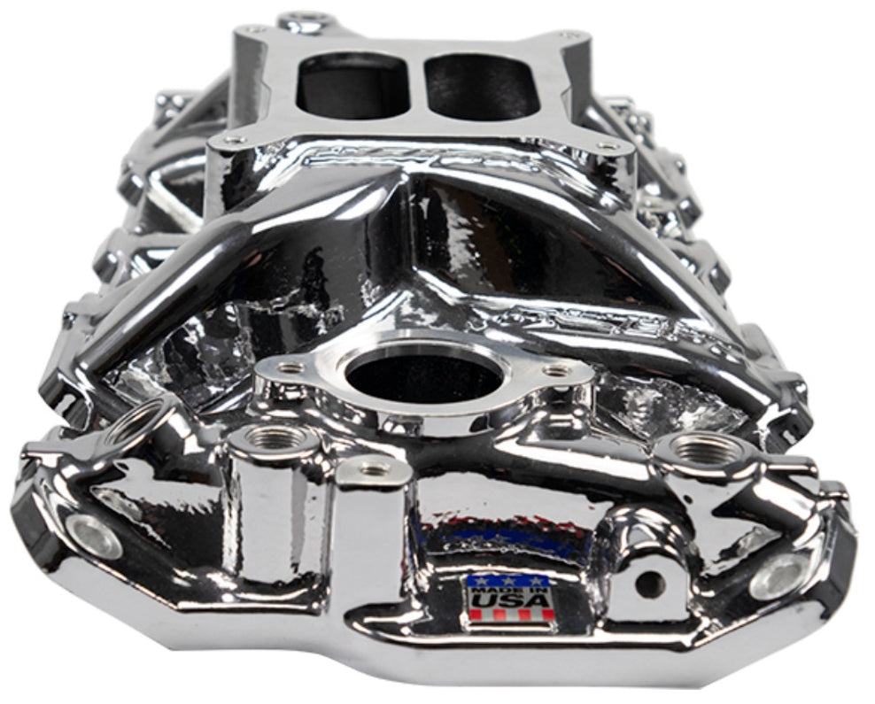 EDELBROCK INTAKE MANIFOLD,PERFORMER EPS,55-86 SBC,CHROME PLASMA