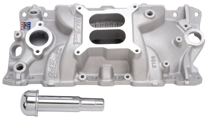 EDELBROCK INTAKE MANIFOLD,EPS,1955-86 SBC 265-400,W/ OIL FILL TUBE & BREATHER