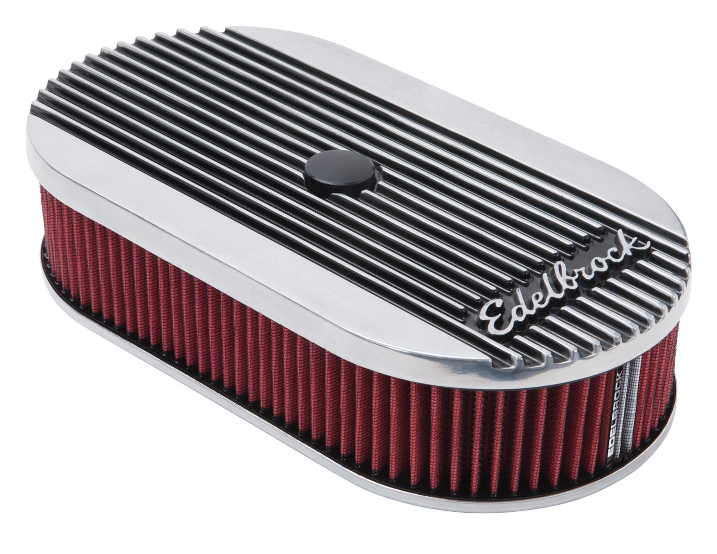 EDELBROCK ELITE 2 SERIES POLISHED OVAL AIR CLEANER FOR SINGLE 4BBL CARB,2.5"