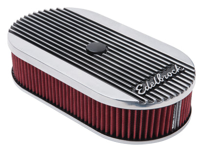 EDELBROCK ELITE 2 SERIES POLISHED OVAL AIR CLEANER FOR SINGLE 4BBL CARB,2.5"