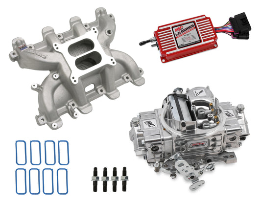 EDELBROCK INTAKE MANIFOLD,QFT CARBURETOR,MSD CONTROLLER,CHEVY LS1,CATHEDRAL PORT