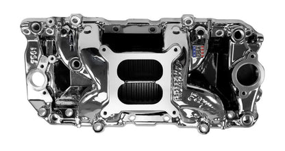 EDELBROCK INTAKE MANIFOLD,RPM AIR GAP,BBC OVAL PORT,CHROME PLASMA COATED