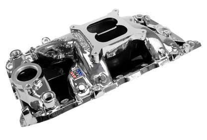 EDELBROCK INTAKE MANIFOLD,RPM AIR GAP,BBC OVAL PORT,CHROME PLASMA COATED