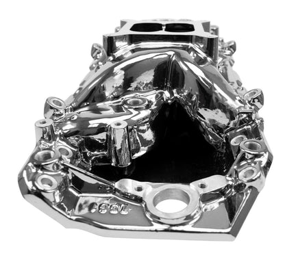 EDELBROCK INTAKE MANIFOLD,RPM AIR GAP,BBC OVAL PORT,CHROME PLASMA COATED